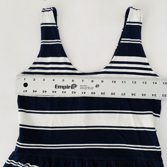 J Crew Dress Villa Women XS Navy Blue Striped Button Sleeveless Preppy Nautical - Picture 8 of 10